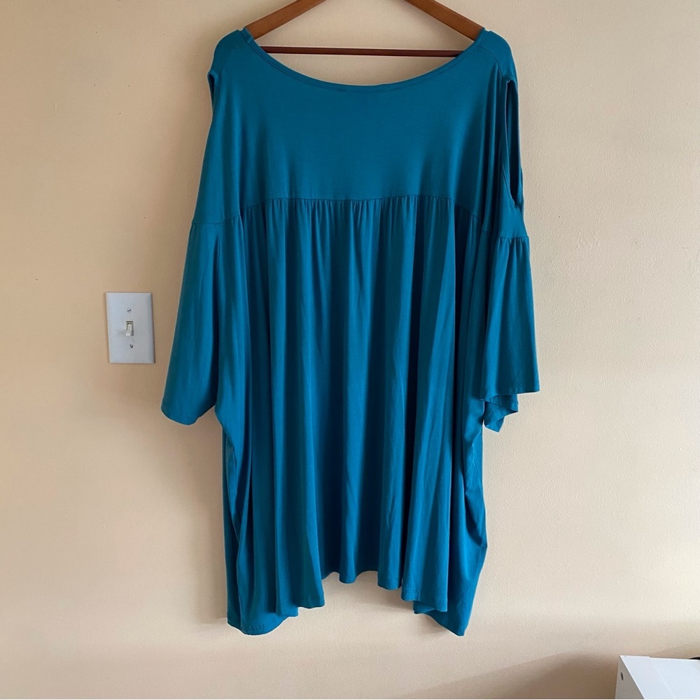 Ulla Popken Teal Cold Shoulder Oversized Tunic Top Plus Size 36/38 - Picture 3 of 14